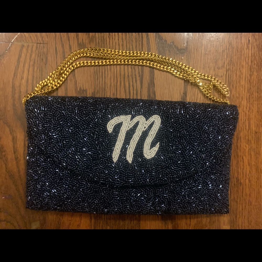 Island to East Side Half Moon Clutch- Navy with M